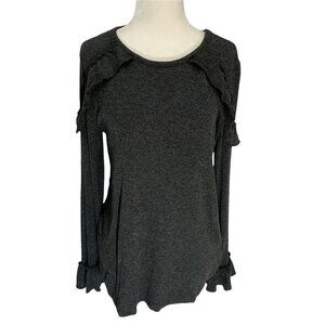 𝅺carolina Belle Montreal Grey Long Sleeve Sweater Ruffle Detail Size M